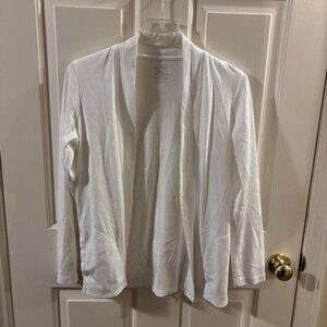 L.L. Bean Women's Pima Cotton White Open Front Cardigan with Pockets ~ Small